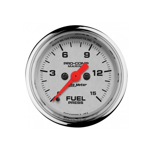 AUTOMETER GAUGE 2-1/16" FUEL PRESSURE,0-15 PSI,STEPPER MOTOR,MARINE CHROME # 200848-35