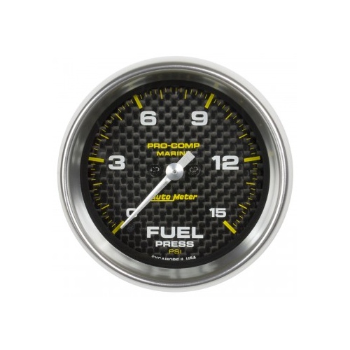 AUTOMETER GAUGE 2-1/16" FUEL PRESSURE,0-15 PSI,STEPPER MOTOR,MARINE CARBON FIBER # 200848-40