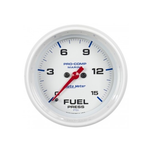 AUTOMETER GAUGE 2-1/16" FUEL PRESSURE,0-15 PSI,STEPPER MOTOR,MARINE WHITE # 200848