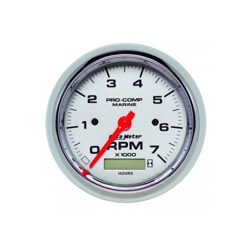 GAUGE 3-3/8" IN-DASH TACHOMETER WITH HOUR METER,0-7,000 RPM,MARINE CHROME # 200890-35