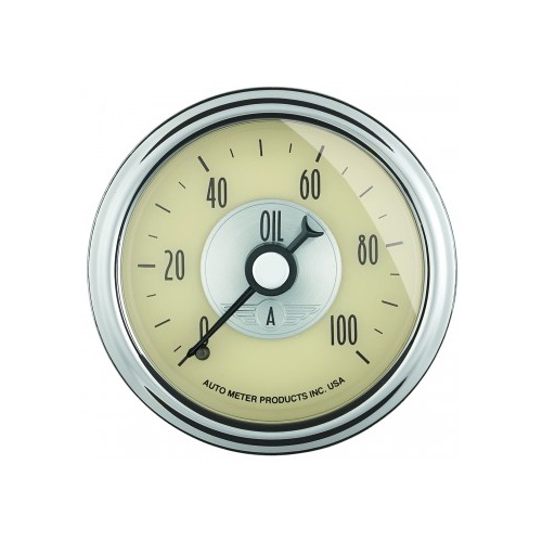 AUTOMETER GAUGE 2-1/16" OIL PRESSURE,0-100 PSI,MECHANICAL,PRESTIGE ANTIQUE IVORY # 2021