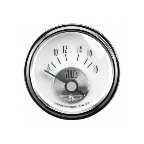 AUTOMETER GAUGE 2-1/16" VOLTMETER,8-18V,AIR-CORE,PRESTIGE PEARL # 2094