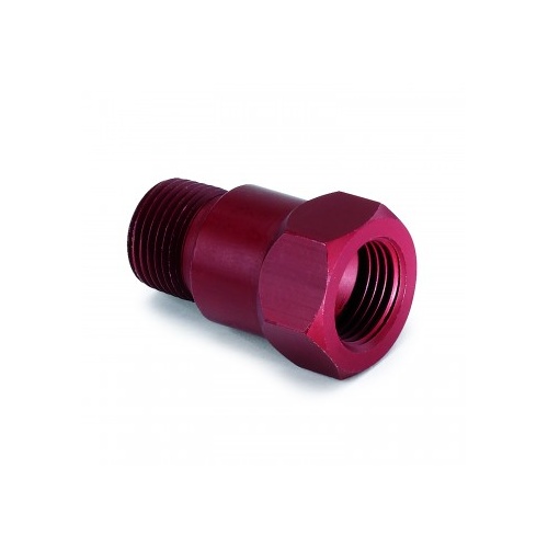 AUTOMETER FITTING, ADAPTER, 3/8" NPT MALE, ALUMINUM, RED, FOR MECH. TEMP. GAUGE