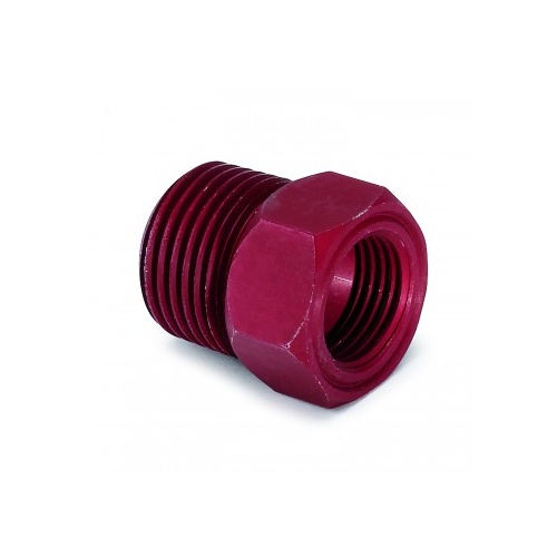 AUTOMETER FITTING, ADAPTER, 1/2" NPT MALE, ALUMINUM, RED, FOR MECH. TEMP. GAUGE