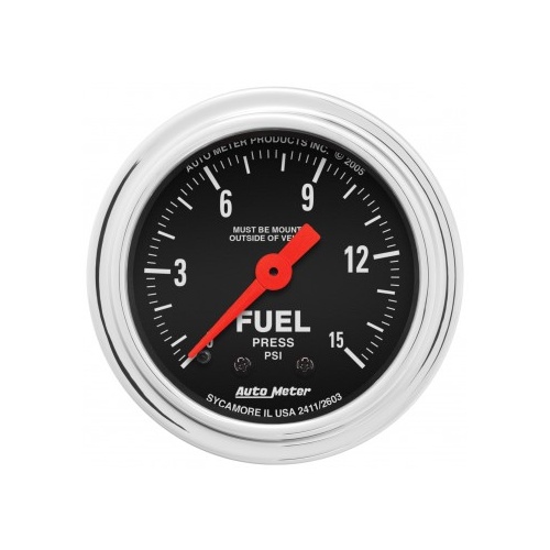 AUTOMETER GAUGE 2-1/16" FUEL PRESSURE,0-15 PSI,MECHANICAL,TRADITIONAL CHROME # 2411