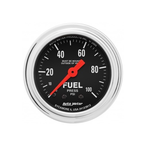 AUTOMETER GAUGE 2-1/16" FUEL PRESSURE,0-100 PSI,MECHANICAL,TRADITIONAL CHROME # 2412
