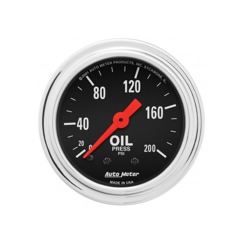 AUTOMETER GAUGE 2-1/16" OIL PRESSURE,0-200 PSI,MECHANICAL,TRADITIONAL CHROME # 2422