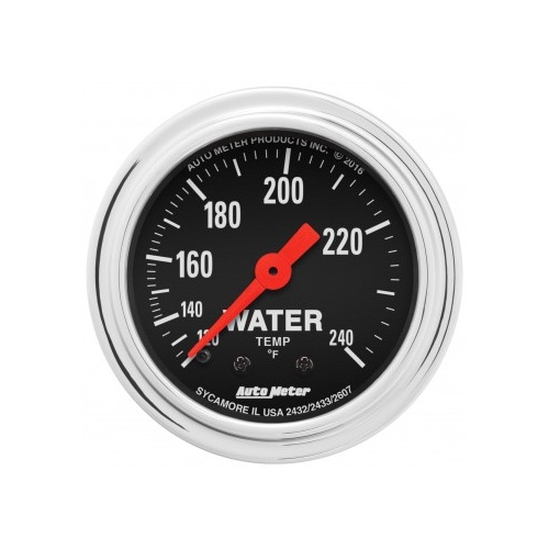 AUTOMETER GAUGE 2-1/16" WATER TEMPERATURE,120-240F,6 FT.,MECHANICAL,TRADITIONAL CHROME # 2432