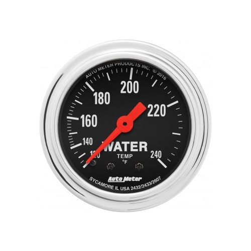 AUTOMETER GAUGE 2-1/16" WATER TEMPERATURE,120-240F,12 FT.,MECHANICAL,TRADITIONAL CHROME # 2433
