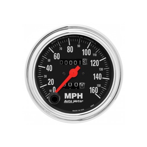 AUTOMETER GAUGE 3-3/8" SPEEDOMETER,0-160 MPH,MECHANICAL,TRADITIONAL CHROME # 2494