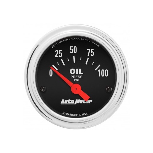 AUTOMETER GAUGE 2-1/16" OIL PRESSURE,0-100 PSI,AIR-CORE,TRADITIONAL CHROME # 2522