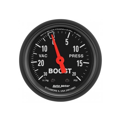 AUTOMETER GAUGE 2-1/16" BOOST/VACUUM,30 IN HG/20 PSI,MECHANICAL,Z-SERIES # 2601