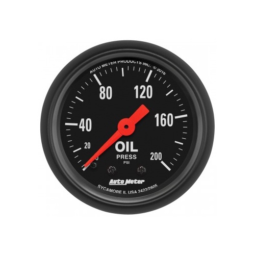 AUTOMETER GAUGE 2-1/16" OIL PRESSURE,0-200 PSI,MECHANICAL,Z-SERIES # 2605