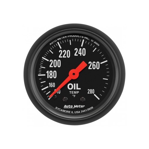 AUTOMETER GAUGE 2-1/16" OIL TEMPERATURE,140-280F,6 FT.,MECHANICAL,Z-SERIES # 2609