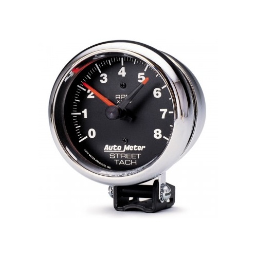 AUTOMETER GAUGE 3-3/4" PEDESTAL TACHOMETER,0-8,000 RPM,TRADITIONAL CHROME # 2895