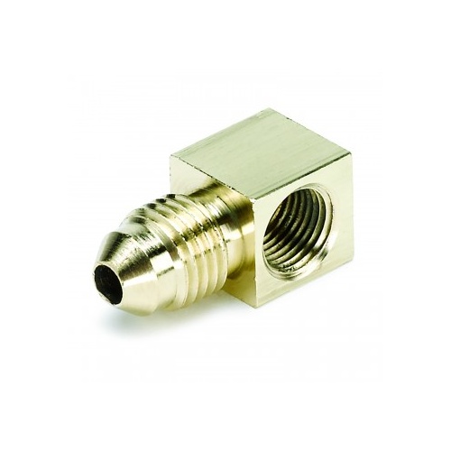 AUTOMETER FITTING, ADAPTER, 90 °, 1/8" NPTF FEMALE TO -4AN MALE, BRASS