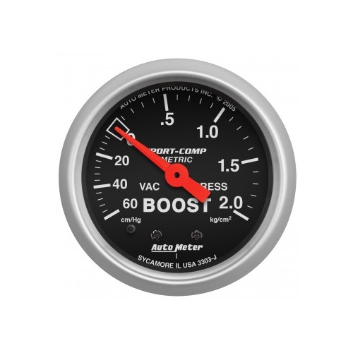 AUTOMETER GAUGE 2-1/16" BOOST/VACUUM,60 CM/HG-2.0 KG/CM2,MECHANICAL,SPORT-COMP # 3303-J