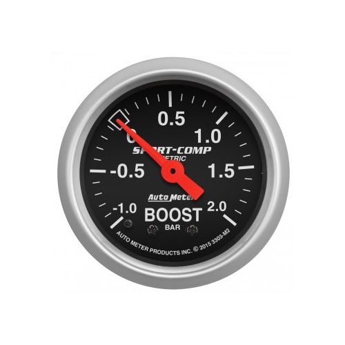 AUTOMETER GAUGE 2-1/16" BOOST-VAC,-1/+2 BAR,MECHANICAL,MECH SPORT COMP # 3303-M2