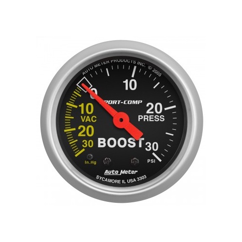 AUTOMETER GAUGE 2-1/16" BOOST/VACUUM,30 IN HG/30 PSI,MECHANICAL,SPORT-COMP # 3303