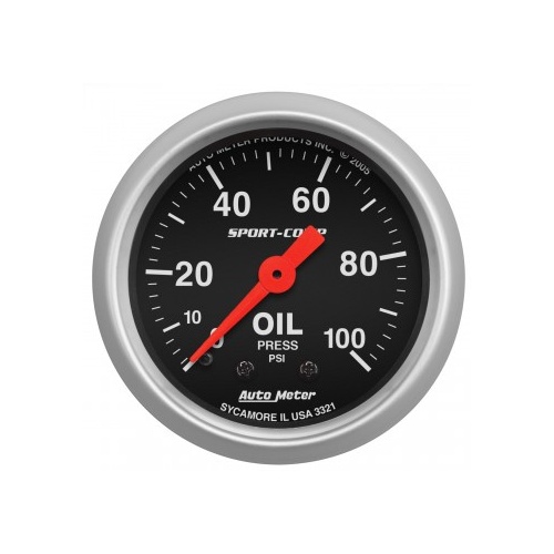 AUTOMETER GAUGE 2-1/16" OIL PRESSURE,0-100 PSI,MECHANICAL,SPORT-COMP # 3321