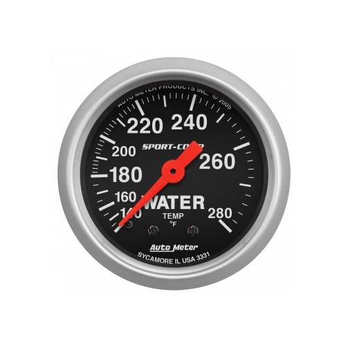 AUTOMETER GAUGE 2-1/16" WATER TEMPERATURE,140-280F,6 FT.,MECHANICAL,SPORT-COMP # 3331