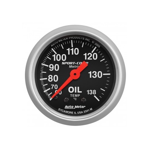 AUTOMETER GAUGE 2-1/16" OIL TEMPERATURE,60-140C,6 FT.,MECHANICAL,,SPORT-COMP # 3341-M