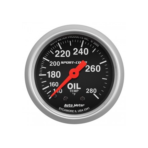 AUTOMETER GAUGE 2-1/16" OIL TEMPERATURE,140-280F,6 FT.,MECHANICAL,SPORT-COMP # 3341