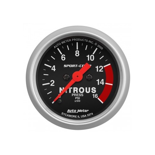 AUTOMETER GAUGE 2-1/16" NITROUS PRESSURE,0-1600 PSI,STEPPER MOTOR,SPORT-COMP # 3374