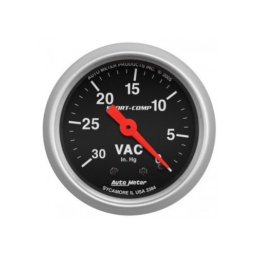 AUTOMETER GAUGE 2-1/16" VACUUM,0-30 IN HG,SPORT-COMP # 3384