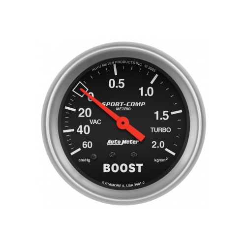 AUTOMETER GAUGE 2-5/8" BOOST/VACUUM,2.5 KG/CM2,MECHANICAL,SPORT-COMP # 3401-J