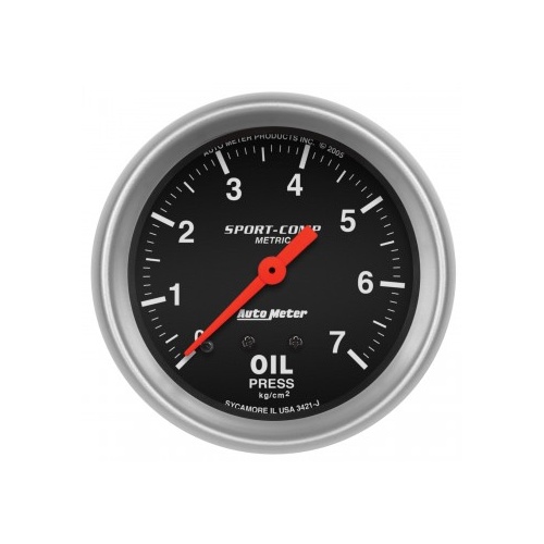 AUTOMETER GAUGE 2-5/8" OIL PRESSURE,0-7 KG/CM2,MECHANICAL,SPORT-COMP # 3421-J