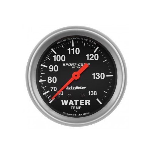 AUTOMETER GAUGE 2-5/8" WATER TEMPERATURE,60-140C,6 FT.,MECHANICAL,,SPORT-COMP # 3431-M