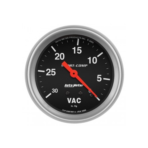 AUTOMETER GAUGE 2-5/8" VACUUM,0-30 IN HG,SPORT-COMP # 3484