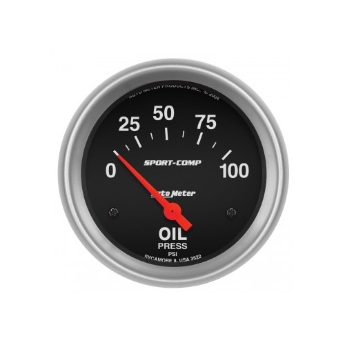AUTOMETER GAUGE 2-5/8" OIL PRESSURE,0-100 PSI,AIR-CORE,SPORT-COMP # 3522