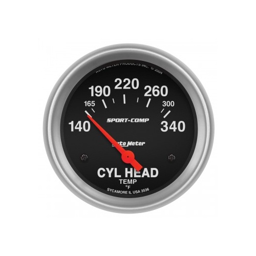 AUTOMETER GAUGE 2-5/8" CYLINDER HEAD TEMPERATURE,140-340F,AIR-CORE,SPORT-COMP # 3536