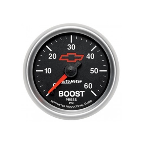 AUTOMETER GAUGE 2-1/16" BOOST,0-60 PSI,CHEVY RED BOWTIE # 3605-00406