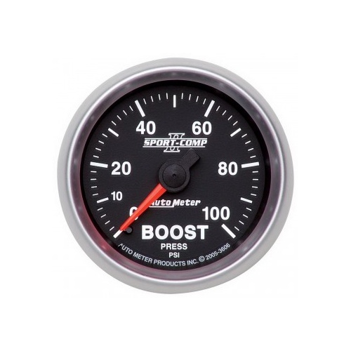 AUTOMETER GAUGE 2-1/16" BOOST,0-100 PSI,MECHANICAL,SPORT-COMP II # 3606