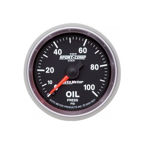 AUTOMETER GAUGE 2-1/16" OIL PRESSURE,0-100 PSI,MECHANICAL,SPORT-COMP II # 3621