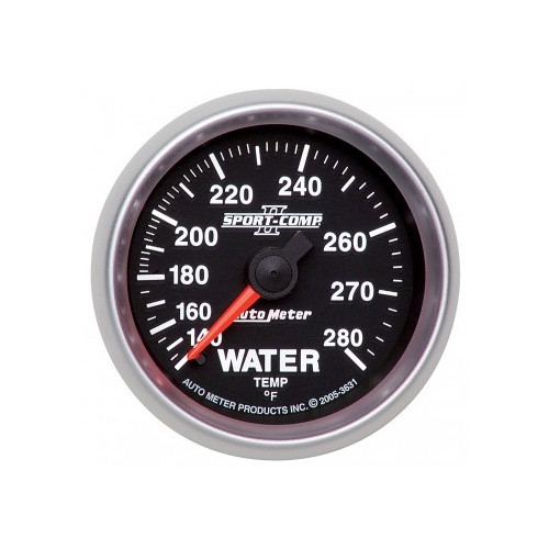 AUTOMETER GAUGE 2-1/16" WATER TEMPERATURE,140-280F,6 FT.,MECHANICAL,SPORT-COMP II # 3631