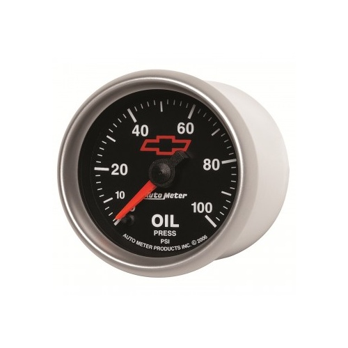 AUTOMETER GAUGE 2-1/16" OIL PRESSURE,0-100 PSI,CHEVY RED BOWTIE # 3653-00406