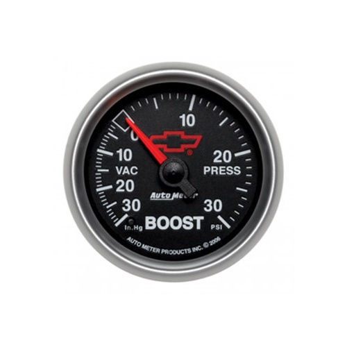 AUTOMETER GAUGE 2-1/16" BOOST/VACUUM,30 IN HG/30 PSI,CHEVY RED BOWTIE # 3659-00406