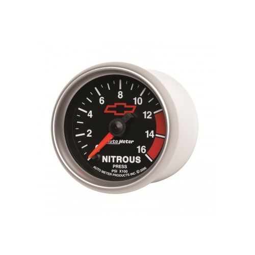 AUTOMETER GAUGE 2-1/16" NITROUS PRESSURE,0-1600 PSI,CHEVY RED BOWTIE # 3674-00406