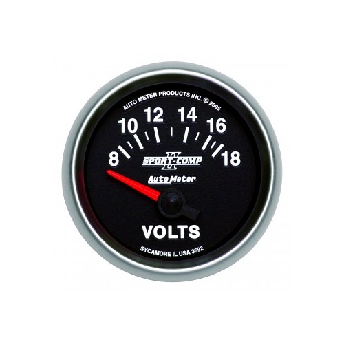 AUTOMETER GAUGE 2-1/16" VOLTMETER,8-18V,AIR-CORE,SPORT-COMP II # 3692