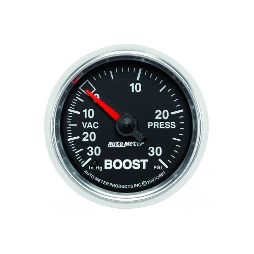 AUTOMETER GAUGE 2-1/16" BOOST/VACUUM,30 IN HG/30 PSI,MECHANICAL,GS # 3803