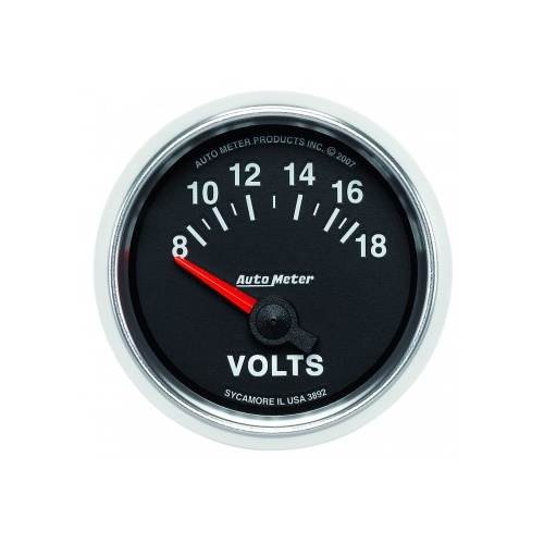 AUTOMETER GAUGE 2-1/16" VOLTMETER,8-18V,AIR-CORE,GS # 3892