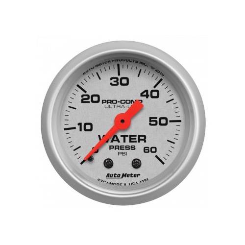 AUTOMETER GAUGE 2-1/16" WATER PRESSURE,0-60 PSI,MECHANICAL,ULTRA-LITE # 4324-SP
