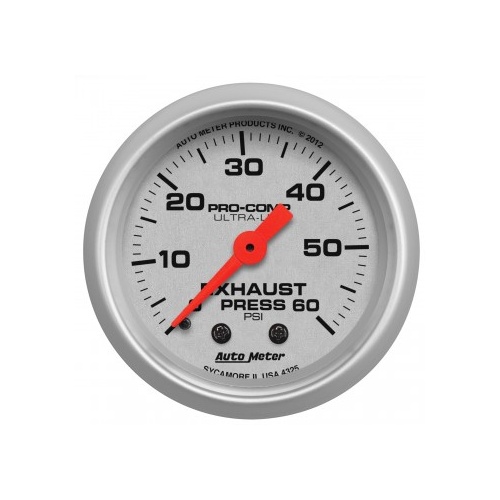 AUTOMETER GAUGE 2-1/16" EXHAUST PRESSURE,0-60 PSI,MECHANICAL,ULTRA-LITE # 4325-SP