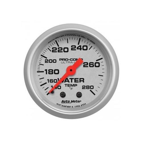 AUTOMETER GAUGE 2-1/16" WATER TEMPERATURE,140-280F,MECHANICAL,ULTRA-LITE # 4331-SP
