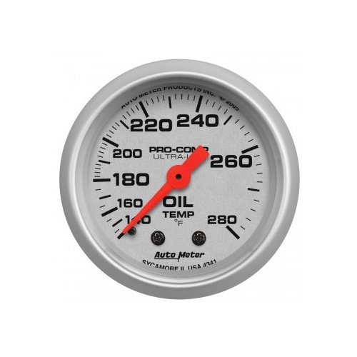 AUTOMETER GAUGE 2-1/16" OIL TEMPERATURE,140-280F,MECHANICAL,ULTRA-LITE # 4341-SP
