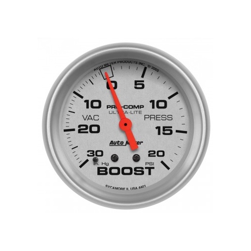 AUTOMETER GAUGE 2-5/8" BOOST/VACUUM,30 IN HG/20 PSI,MECHANICAL,ULTRA-LITE # 4401-SP